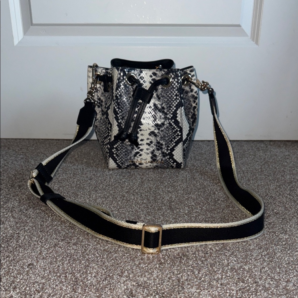 Marc Jacobs Black and Cream Snake Print Crossbody Bag